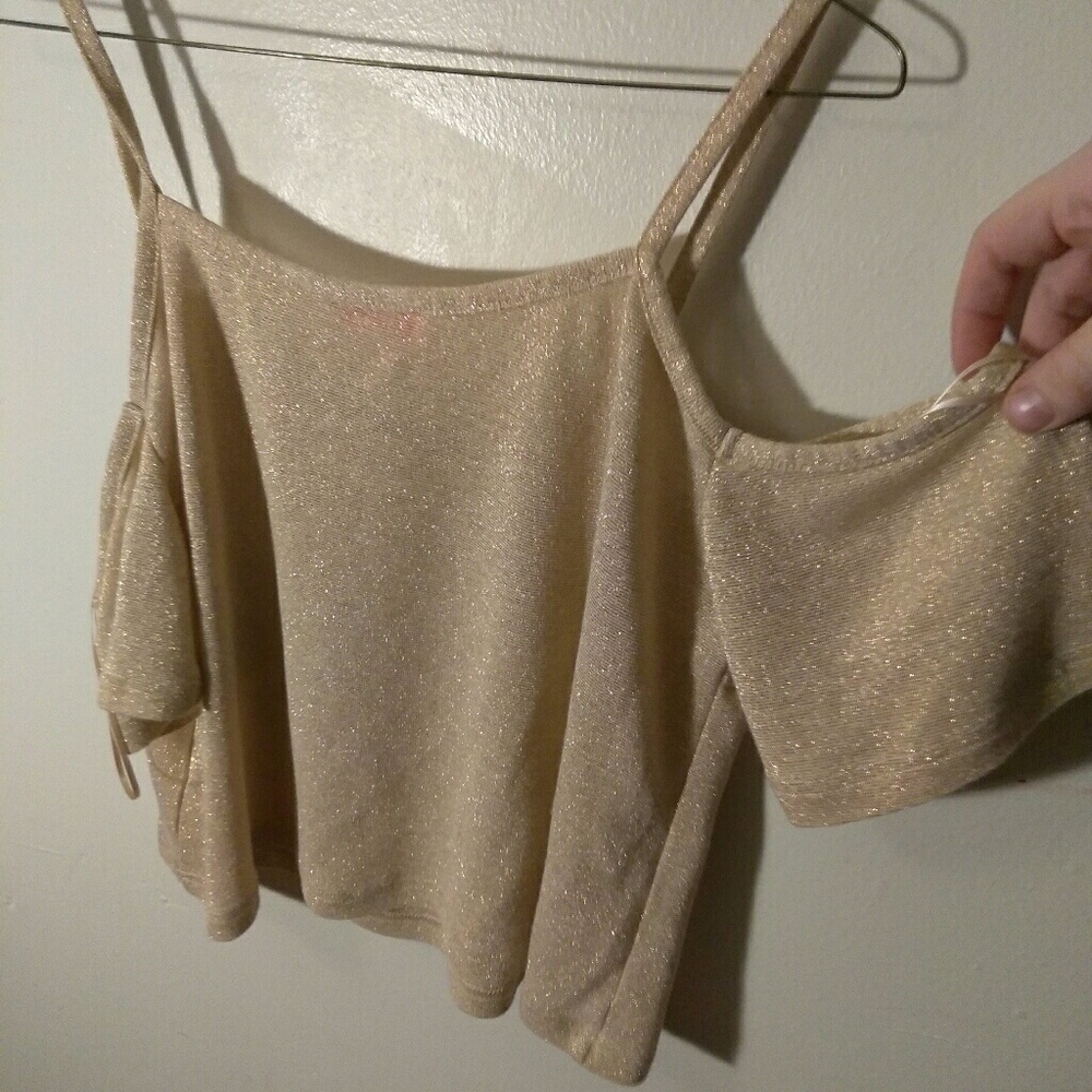 Renamed gold cold shoulder crop